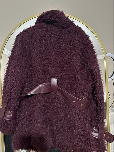 Tasarım bordo peluş mont - Görsel 3