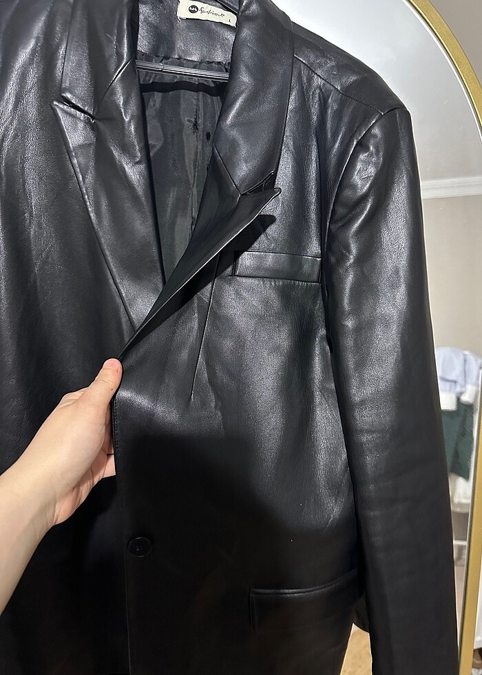 Deri blazer ceket - Görsel 3