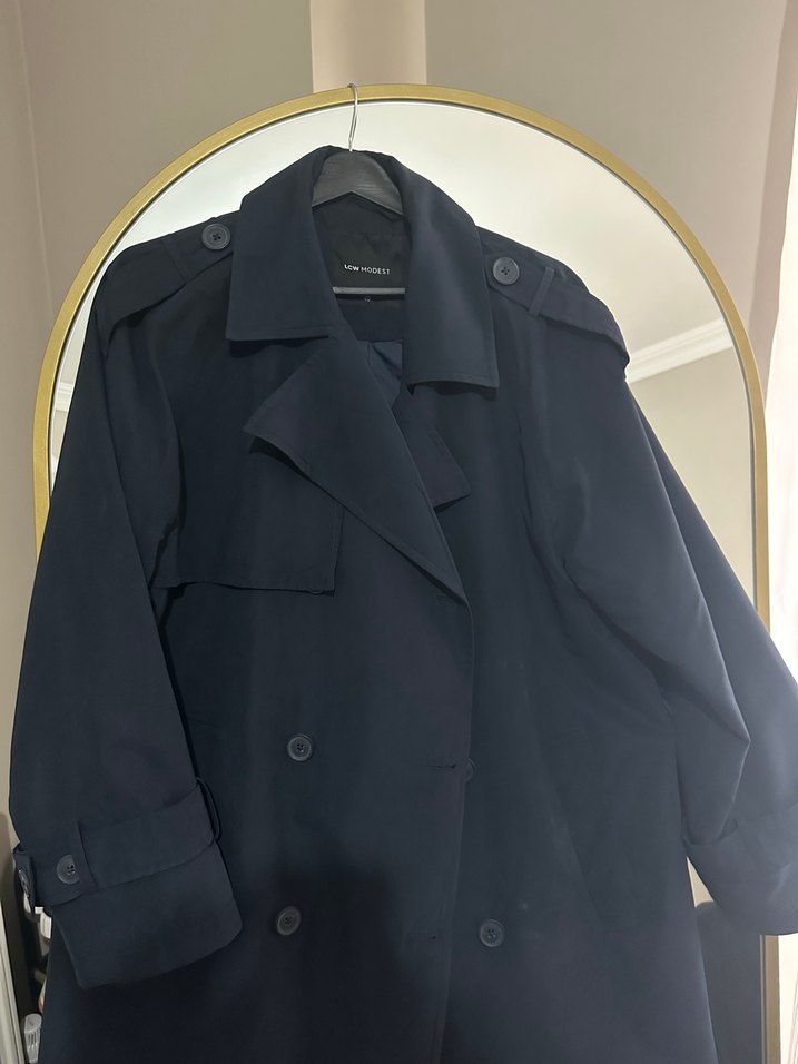 Lcw modest lacivert kruvaze trenç kot - Görsel 2