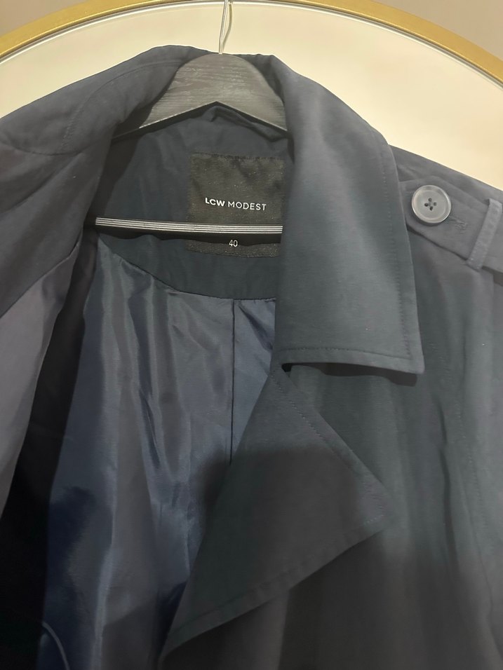 Lcw modest lacivert kruvaze trenç kot - Görsel 3