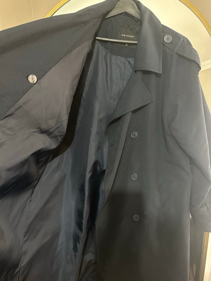 Lcw modest lacivert kruvaze trenç kot - Görsel 4