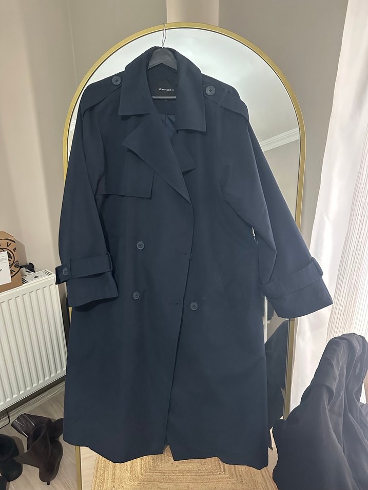 Lcw modest lacivert kruvaze trenç kot - Görsel 5