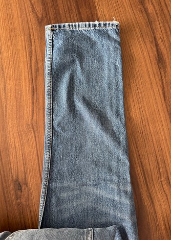 28 Beden Düğmeli Loose Fit Mavi Denim Kadın Kot Pantolon