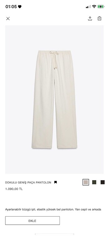 xl Beden Zara ipli pantolon