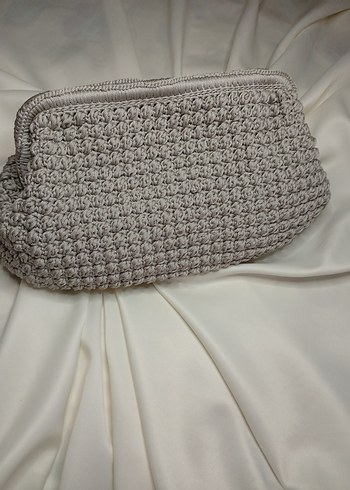 Gri Örgü Kadın Portföy Çanta - Görsel 4