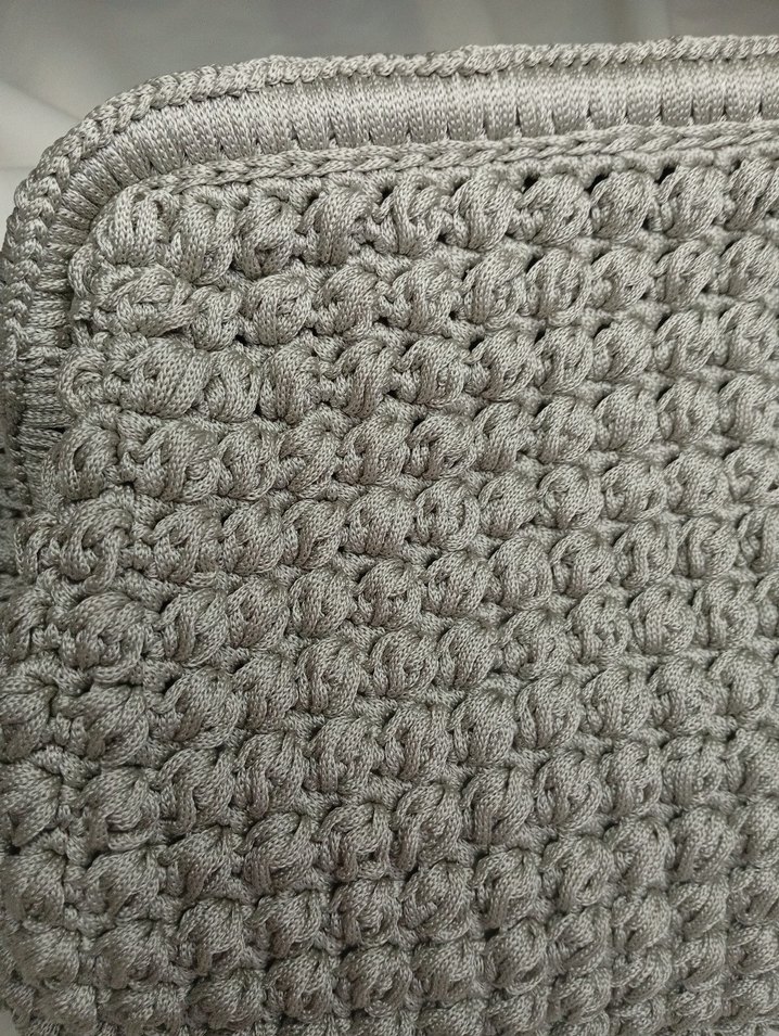 Gri Örgü Kadın Portföy Çanta - Görsel 3