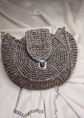 Gri Örgü Zincir Detaylı Kadın Çanta - Görsel 2