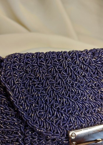 Zincir Detaylı Mor Örgü Kadın Çanta - Görsel 3