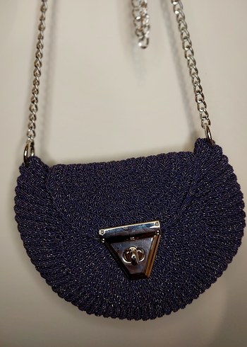 Zincir Detaylı Mor Örgü Kadın Çanta - Görsel 2