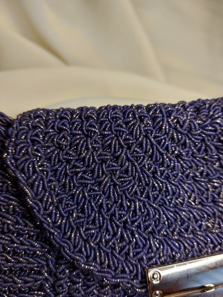 Zincir Detaylı Mor Örgü Kadın Çanta - Görsel 3