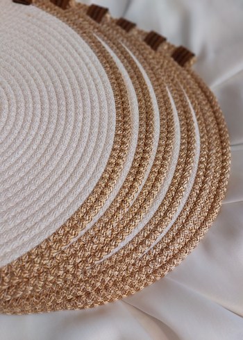 Bej Bohem Tarzda Yuvarlak Amerikan Servisi - Görsel 3