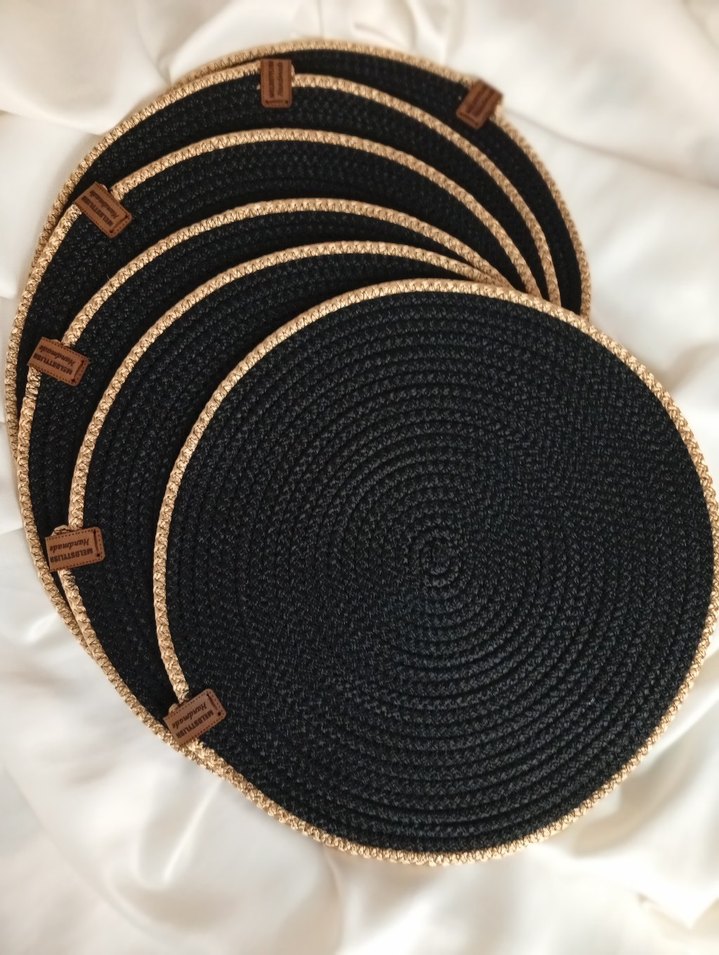 Siyah Bohem Yuvarlak Amerikan Servis - Görsel 3