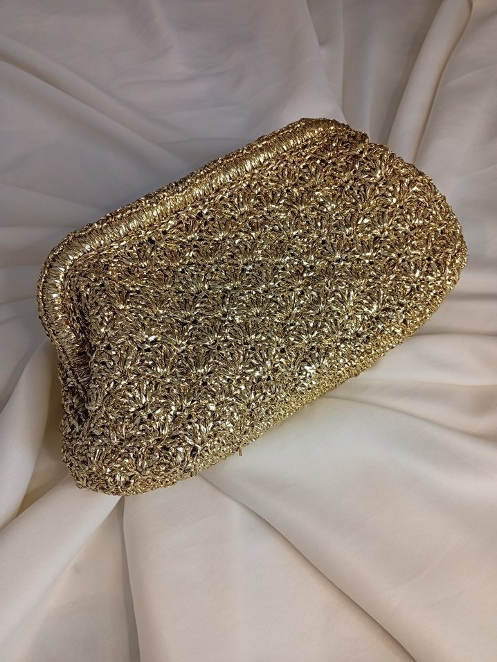 Altın Renk Dantel Detaylı Kadın El Çantası - Görsel 2