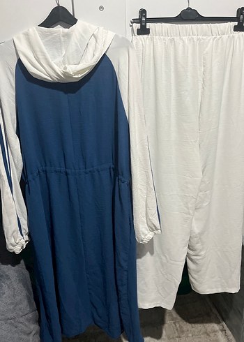 Kadın Mavi Gri Pamuklu Uzun Fermuarlı Eşofman - Görsel 3