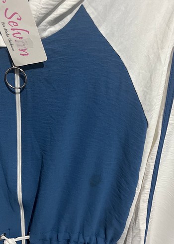 Kadın Mavi Gri Pamuklu Uzun Fermuarlı Eşofman - Görsel 2