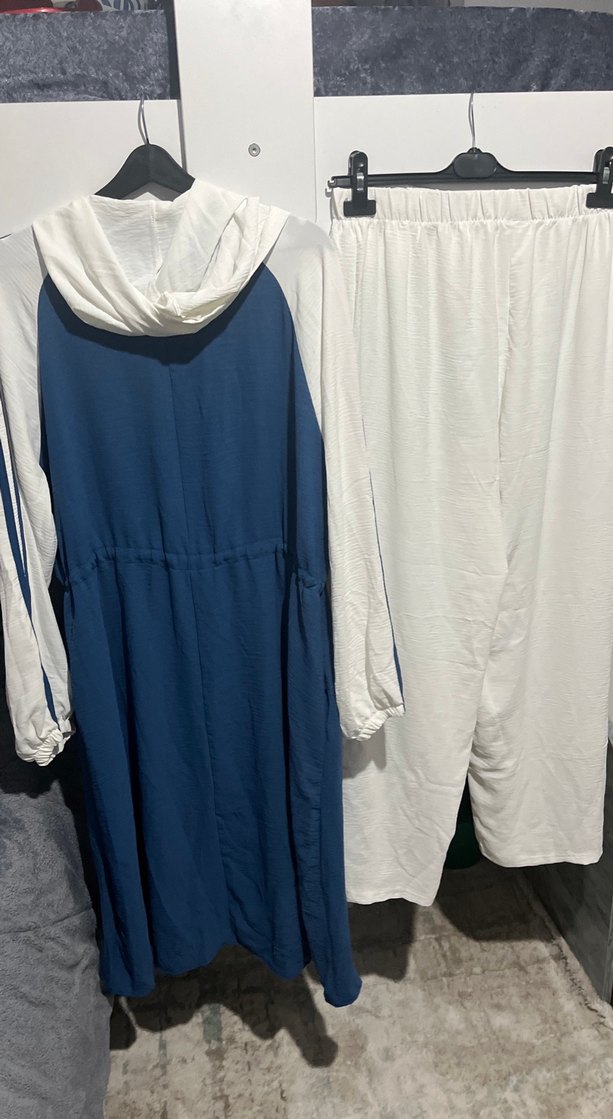 Kadın Mavi Gri Pamuklu Uzun Fermuarlı Eşofman - Görsel 3