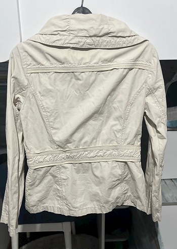 Kadın Beyaz Keten Fermuarlı Ceket - Görsel 2