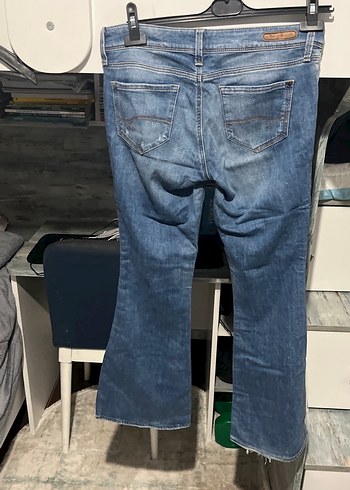 Kadın Mavi Bol Kesim Midi Kot Pantolon - Görsel 2