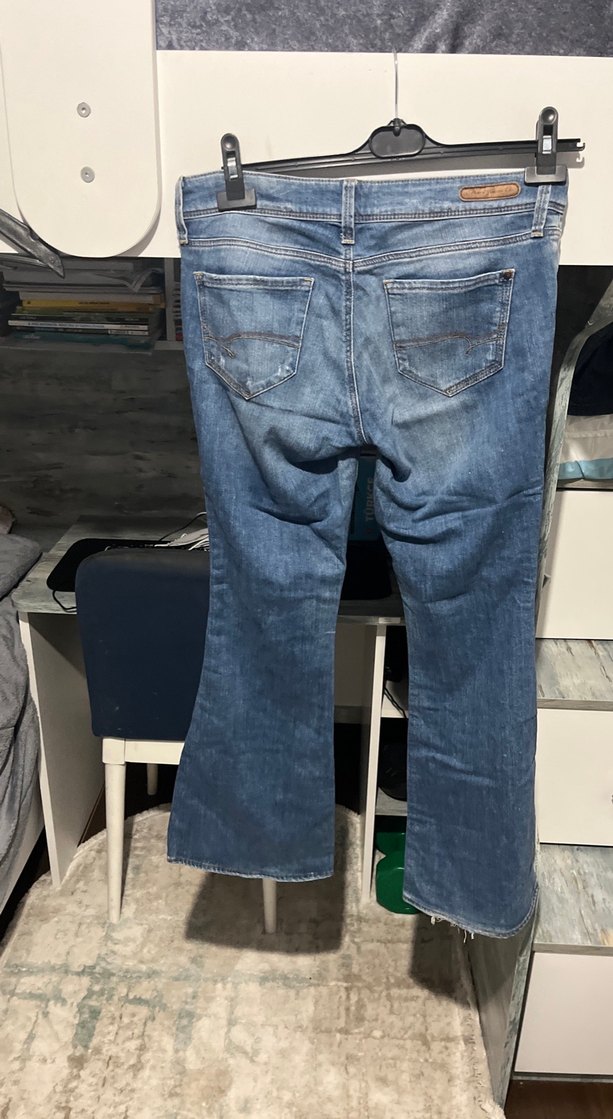 Kadın Mavi Bol Kesim Midi Kot Pantolon - Görsel 2