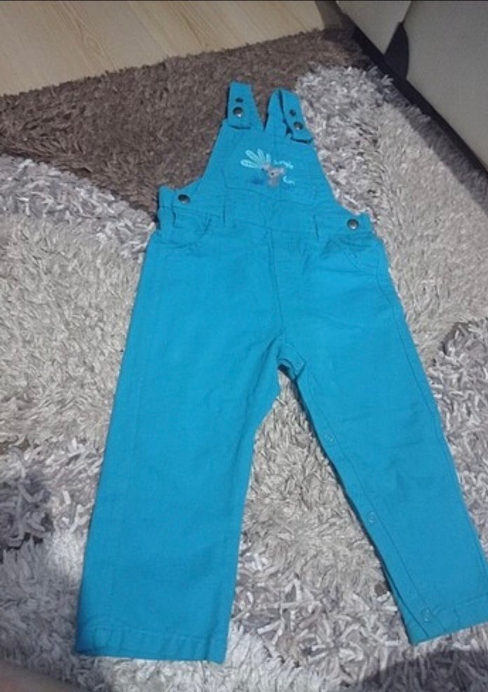 Turkuaz Nakışlı Erkek Çocuk Salopet - Görsel 2