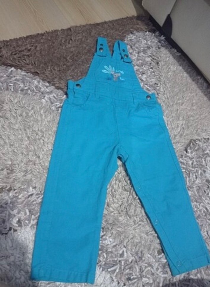 Turkuaz Nakışlı Erkek Çocuk Salopet - Görsel 3