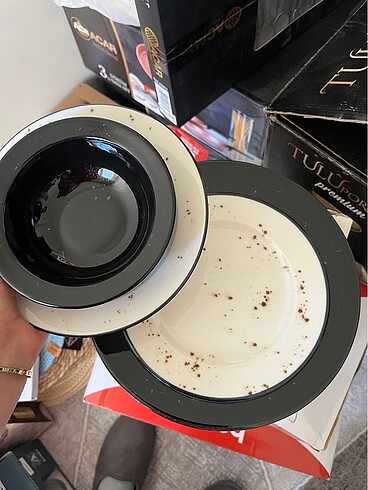  Beden siyah Renk Acar 24 parça 6 kişilik yemek seti