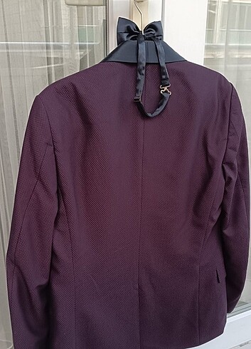 48 Beden bordo Renk Damatlık ceket ve papyon