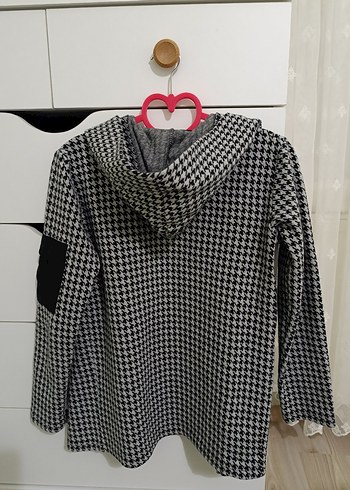 Gri Desenli kapşonlu  erkek Ceket - Görsel 2