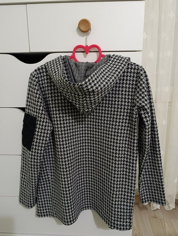 Gri Desenli kapşonlu  erkek Ceket - Görsel 2