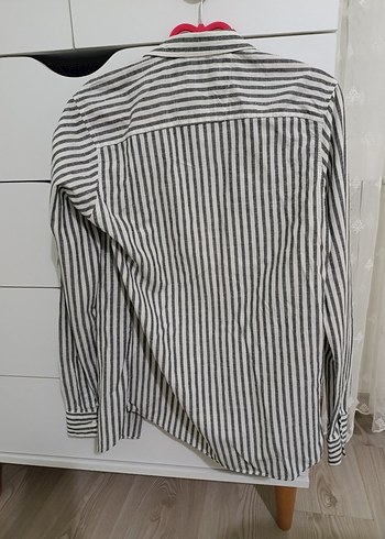 Gri Çizgili Uzun Kollu Gömlek - Görsel 2