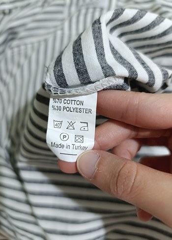 Gri Çizgili Uzun Kollu Gömlek - Görsel 4