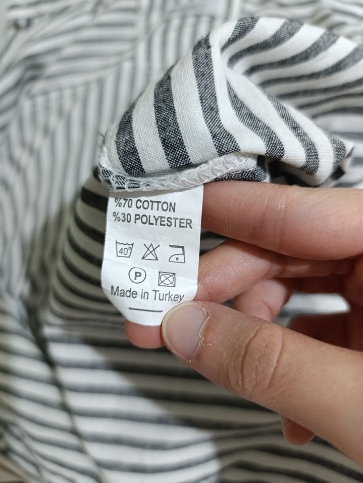 Gri Çizgili Uzun Kollu  Gömlek - Görsel 4