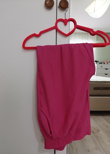 Diğer Pembe Pilili Kadın Kumaş Pantolon