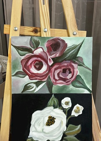 Fuşya ve beyaz Renkli Çiçek Tablosu - Görsel 5