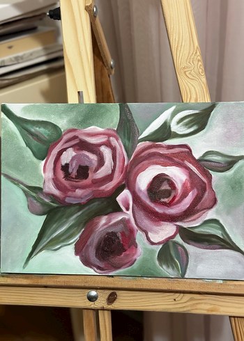 Fuşya ve beyaz Renkli Çiçek Tablosu - Görsel 2