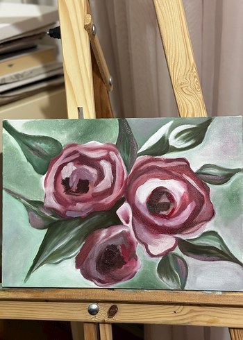 Fuşya ve beyaz Renkli Çiçek Tablosu - Görsel 3