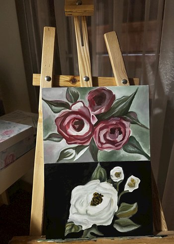 Fuşya ve beyaz Renkli Çiçek Tablosu - Görsel 4