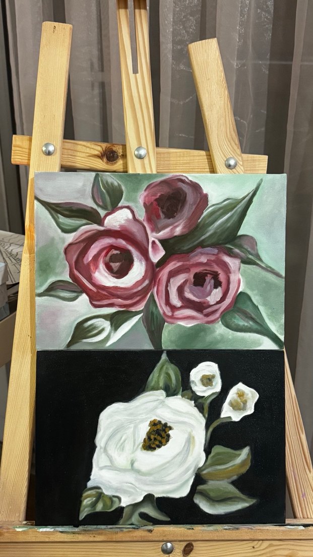 Fuşya ve beyaz Renkli Çiçek Tablosu - Görsel 5