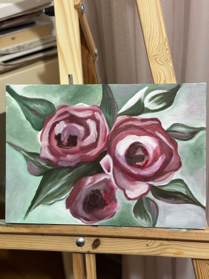 Fuşya ve beyaz Renkli Çiçek Tablosu - Görsel 2