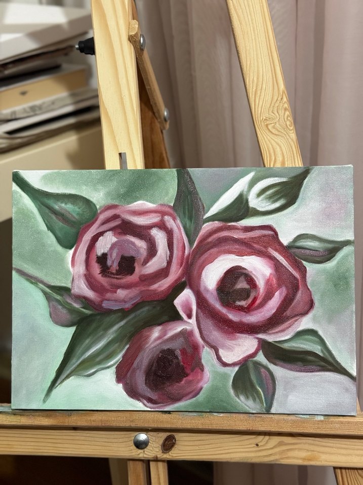 Fuşya ve beyaz Renkli Çiçek Tablosu - Görsel 3