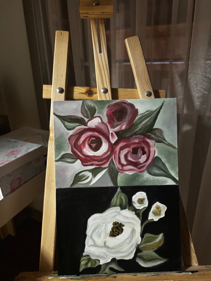 Fuşya ve beyaz Renkli Çiçek Tablosu - Görsel 4