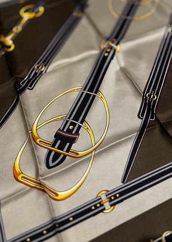 Tokalı yeşil Deri Kadın twıll ipek eşarp - Görsel 6