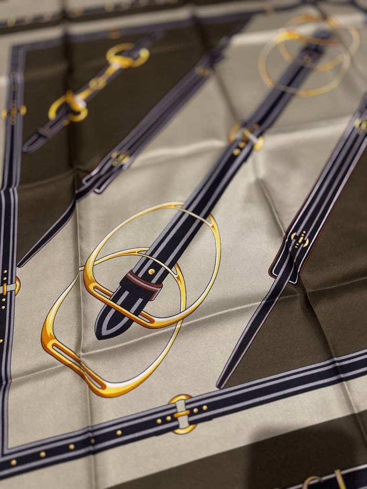 Tokalı yeşil Deri Kadın twıll ipek eşarp - Görsel 5