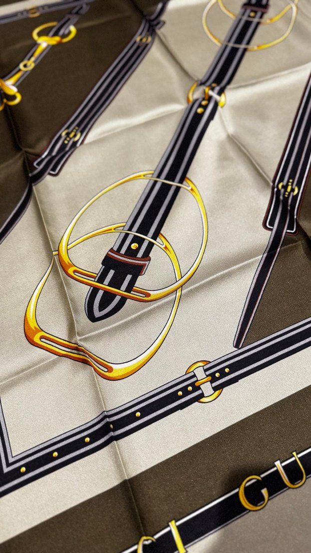 Tokalı yeşil Deri Kadın twıll ipek eşarp - Görsel 3