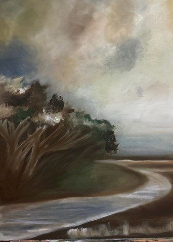 Koyu Tonlarda Doğa Manzarası Yağlı Boya Tablo - Görsel 3