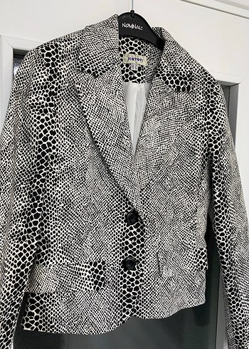xs Beden Yılan Desenli Gri Kadın Blazer Ceket