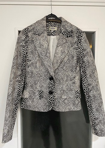 Yılan Desenli Gri Kadın Blazer Ceket