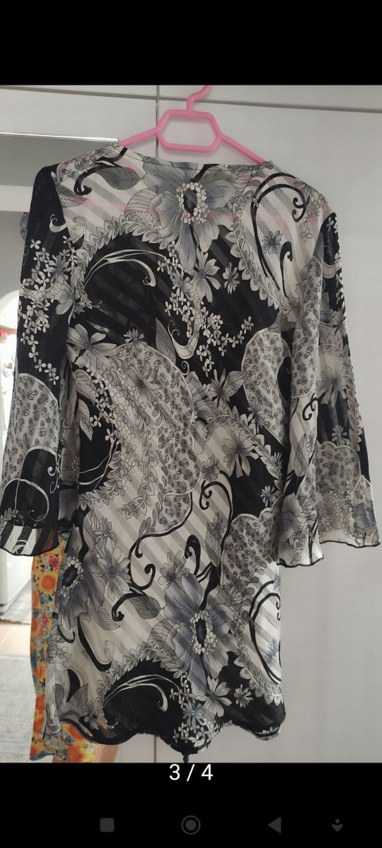 Gri Desenli Kısa Kadın Kimono - Görsel 3