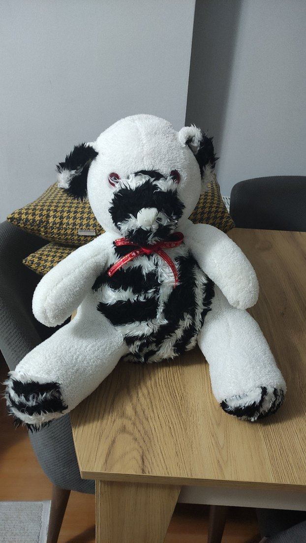 Siyah beyaz peluş oyuncak köpek - Görsel 2