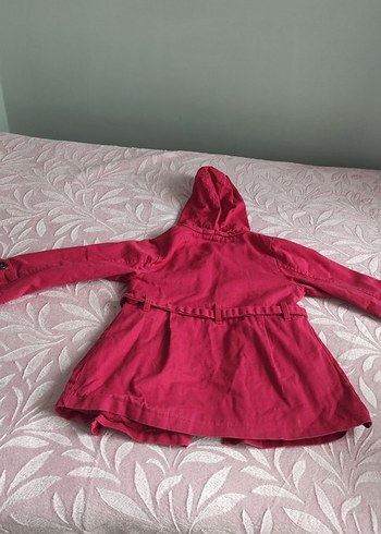 6 Yaş Beden Koyu Pembe Kapüşonlu Kız Çocuk Mont
